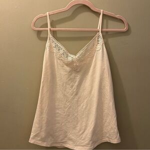 LOFT Elegant Lace Trim Cream Cami Top
